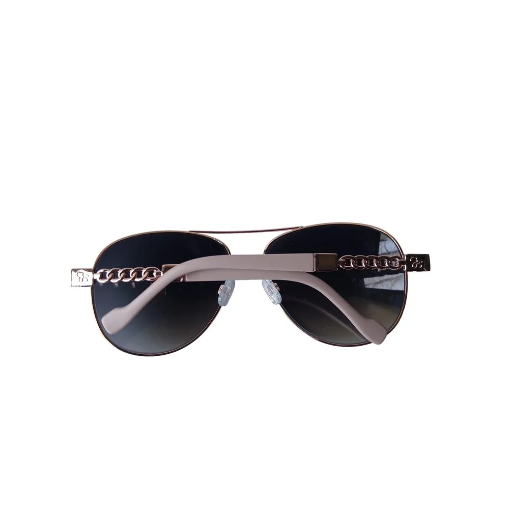 Jessica Simpson Rose Gold Aviator Sunglasses with Chain Detail Temples‎
